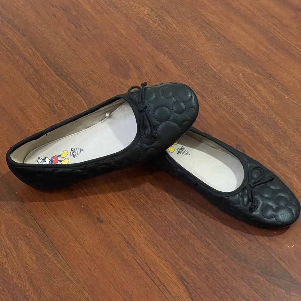 Girls Zara Mickey Mouse ballet flat shoe black padded Disney size EU 34 US 2.5 - Picture 3 of 16